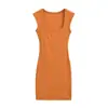Vestido tipo tank top negro sin mangas con cuello cuadrado para mujer, de verano, entallado a la cintura, adelgazante, ajustado, de longitud media, bodycon