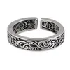 Anillo patrón Tang Cao mismo estilo para hombres y mujeres artesanía envejecida estilo frío personalidad temperamento moderno retro artístico creativo anillo