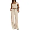 Moda Feminina Europeia e Americana Nova Y2 Primavera/Verão 2026 Casual Slim-Fit Conjunto de Duas Peças Manga Curta Calça Longa para o Trabalho