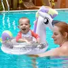 Anillo de Natación de PVC Anillo de Natación Inflable para Adultos Anillo de Natación Inflable para Agua Flamenco con Lentejuelas Asiento Montaje Fila Flotante Cama Flotante