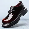 Sapatos Masculinos de Couro Patente para Negócios Bico Redondo Cadarço Solado Grosso Aumentador de Altura Casuais Formais Tamanho Grande Comércio Exterior Sapatos Coloridos Patchwork