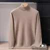 Suéter de cachemir 100% puro de cuello alto para hombre, camiseta básica de punto para otoño e invierno, jersey de manga larga, suéter de lana holgado y cálido