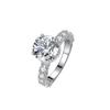 Anillo de Diamante Moissanita Color D de 2 Quilates de Plata S925 de Venta Caliente Transfronteriza, Fabricante Mayorista de Anillos de Cielo Estrellado de Lujo de Cuatro Garras