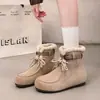 Botas de Neve Pelúcia Nordeste Femininas 2026 Inverno Mais Veludo Quente Cadarço Botas Curtas Femininas Antiderrapante Faz os Pés Parecerem Pequenos Sapatos de Algodão Botas Femininas