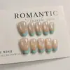 Ling Luo OriginalSimple Azul Ojo de Gato Francés Atmósfera Temperamento Blanqueamiento Arte de Uñas Hecho a Mano Uñas Portátiles Venta al por Mayor