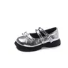Zapatos de Cuero para Niñas de Comercio Exterior 2025 Primavera Nuevo Estilo Zapatos de Princesa con Lazo para Niñas Zapatos Planos de Boca Baja para Niños Medianos y Grandes Zapatos Individuales