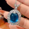 2026 Novo Modelo Zhuang Shengsheng Joias Cobre Banhado a Ouro Corindo Vermelho Sintético Espinélio Azul Conjunto de Luxo Leve Pedra Principal 15*18