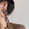¡Wild Nini~! Pendientes de Aro Lisos Vintage de Gama Alta con Estampado de Leopardo Europeo y Americano y Lazo al por Mayor