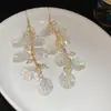Brincos de Borla Pétala de Concha de Fada em Estilo Francês, Brincos de Pino de Luxo Leve e High-End, Brincos Modernos e Elegantes com um Design Único