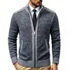 2026 Nuevo Otoño/Invierno Transfronterizo para Hombre Cuello Alto Bloque de Color Forro Polar Grueso Tejido de Punto Talla Grande Casual Chaqueta Cardigan