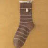 Calcetines de Algodón de Media Pantorrilla para Mujer, Estilo Coreano Universitario, Sueltos, Bordados, con Dibujos de Animales Lindos, con Borde de Encaje, para Otoño e Invierno