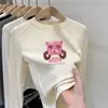 Camiseta casual de fleece com manga longa para outono e inverno para meninas, top estiloso e moderno, camiseta básica versátil de gola redonda para meninas