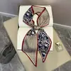 Novo Lenço Longo 2025 Seda Estampado Dupla Face Lenço Elegante Moda Verão Cinto Decorativo Lenço