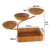 Yingke Pino Forma Creativa Estilo Chino Hecho a Mano Cesta de Frutas Multicapa Cesta de Dulces para Snacks Bandeja Estante de Almacenamiento Imitación Ratán