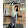 Roupas de Pilates Fitness para Afinar a Cintura, Conjunto Leve e Maduro, Tops Femininos de Manga Longa, Estilo Simples, Roupas de Yoga Profissionais de Alta Qualidade