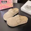 Sandalias cerradas tipo Birkenstock para exteriores, de cuero genuino, sin cordones, para mujer, nuevo modelo otoño 2026, con suela suave, suela gruesa, zapatos sin cordones que aumentan la altura