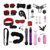 Conjunto de Brinquedos Eróticos SM para Casais Brinquedos Adultos Algemas Máscara para os Olhos Plug Anal Vibrador Clitoriano Chicote de Penas Conjunto Combinado de Várias Peças