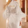 Robe de Penas Transfronteiriço para Mulheres, Camisola de Penas, Maquiagem de Casamento, Grupo de Madrinhas, Kimono de Casamento, Roupão, Pijama