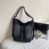 Bolsa Tote de Couro Denim Estilo Coreano Ins de Alto Valor Nicho Retrô Mochila Leve Estilosa para o Dia a Dia Personalidade Grande Capacidade