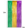 Verde, Azul y Morado Empalme Tricolor Cortina de Lluvia de Seda Decoraciones para Fiestas Suministros Carnaval Rojo Naranja Oro Cortina de Puerta de Seda de Lluvia Decoración Colgante