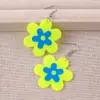 Pendientes de Primavera y Verano Pendientes de Flor Fresca de Acrílico Color de Contraste Simple Seis Pétalos Pendientes de Estilo Casual Accesorios para Orejas para Mujeres