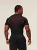 Amazon Comercio Exterior Ropa Deportiva para Hombre de Manga Corta GYM Fitness Running Entrenamiento Elástica Moda Estampada Camiseta de Cuello Redondo