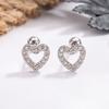 Brincos de Parafuso Novo Amor Brincos de Parafuso Femininos Pequenos Diários Versátil Coração Vazado Diamante Brincos Distintivos Versátil