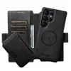 Funda de billetera con tapa abatible para insertar tarjetas para Samsung S26Ultra con soporte de carga inalámbrica magnético Tres en Uno Funda de cuero