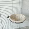 Peonía Nido para pájaros de piel de tigre misteriosa de cuerda de algodón tejida a mano, nido cálido para pájaros para loros, nido de algodón, soporte de acero inoxidable, columpio