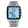 Reloj para Hombre Reward81100 Cronógrafo Multifunción Reloj para Hombre de Negocios Resistente al Agua Calendario Correa de Acero Sólido