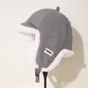 Gorro de Algodón con Forro de Polar Estilo Lei Feng de Invierno para Mujer, Gorro de Aviador Gris Cortavientos y Cálido para Ciclismo al Aire Libre en Invierno, Venta Caliente Transfronteriza