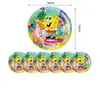 Decoración para Fiesta de Cumpleaños Infantil Tema Bob Esponja juego Bandeja Desechable de Papel Vaso de Papel Mantel Cuchillo y Tenedor Triangulares