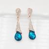Estilo Nuevo Coreano Distintivos Pendientes Largos de Cristal Gota de Agua Moda Femenina Distintivos Versátiles Pendientes de Piedras Preciosas Incrustados con Diamantes Pendientes