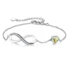 Estilo Europeu e Americano Transfronteiriço Novo Estilo Ilimitado com Acessórios de Zircônia Cúbica Pulseira Pulseira de Pedra de Nascimento Coração Joia Simples para Mão