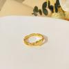 Colección Popular de Anillos: Acero de Titanio Completo con Baño de Oro Real, Diseño de Nicho de Lujo Ligero, Sensación de Alta Gama, Anillos de Banda Lisa Versátiles Vintage