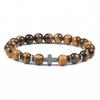Pulsera de Ágata Morada Envejecida Ojo de Tigre Piedra Comercio Electrónico Transfronterizo Cruz Negra Pulsera Versátil Joyería Unisex
