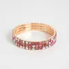 Pulsera Elástica Cruzada Más Vendida con Pedrería Completa Patchwork Multicolor Color AB Pulsera de Pedrería al Agua Joyería de Mano de Lujo Ligero para Fiesta de Mujeres Incrustaciones de Pedrería