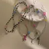 Colar de Cachorro Colorido Pequeno ~ Corrente de Clavícula com Contas Estilo Ins para Meninas Doces Acessórios de Colar Brincalhões e Fofos