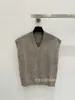 Chaqueta Chaleco Tejido Cuello en V Estilo Chanel para Mujer de Principios de Otoño, Chaleco Suéter de Moda para Superponer, Chaleco Gris