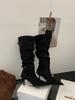 2025 Novas Botas Francesas Outono e Inverno Salto Agulha Feminino Inverno com Casaco Botas Altas Botas Maillard