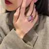 Anillo para Falda de Encaje de Cristal con Punta de Flor de Cristal Nuevo Estilo Coreano para Mujer