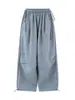 Pantalones de cuadros azules para mujer, nuevo estilo otoño 2026, diseño de cintura alta, aptos para petite, pantalones cargo anchos con cordón estilo americano