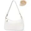 Bolsa Baguette Popular Transfronteiriça Estilo Amazon Simples e Versátil de Ombro com Corrente, Bolsa Transversal Vintage Feminina, Bolsa de Ombro