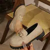 Zapatos Mocasines de Mujer Talla Grande Estilo Británico Comercio Exterior Modelo Nuevo Otoño 2026 Gamuza Tacón Grueso Hebilla de Herradura Suela Gruesa
