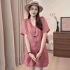 Traje de Moda Casual para Mujer, Nuevo Estilo Verano 2025, Elegante y con Estilo, Conjunto de Dos Piezas de Camisa y Shorts que Cubren el Vientre, Tallas Grandes, Moderno