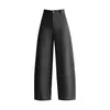 Pantalones rectos de lana engrosada para mujer, nuevo estilo invierno 2026, pantalones cropped petite, pantalones de pierna ancha holgados de cintura alta