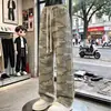 Pantalones retro de camuflaje estilo americano para hombre, delgados de verano de alta gama, elegantes pantalones de pierna ancha y pierna curva, pantalones casuales rectos adelgazantes