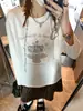 Camiseta básica de cuello redondo con estampado de carrusel de pastel, estilo coreano moque, chic perezoso, lazo MQ1859
