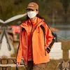 Nuevo conjunto de dos piezas, chaqueta cortavientos con capucha tres en uno, uso versátil de tres maneras con forro polar, cálido y que retiene la temperatura, estilo para parejas