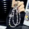 Cadena para Teléfono Móvil de Perla de Cristal Doble Capa Linda Aleación Corazón de Chica Kt Cadena Colgante Versátil Colgante para Funda de Teléfono Móvil Cordón Venta al por Mayor